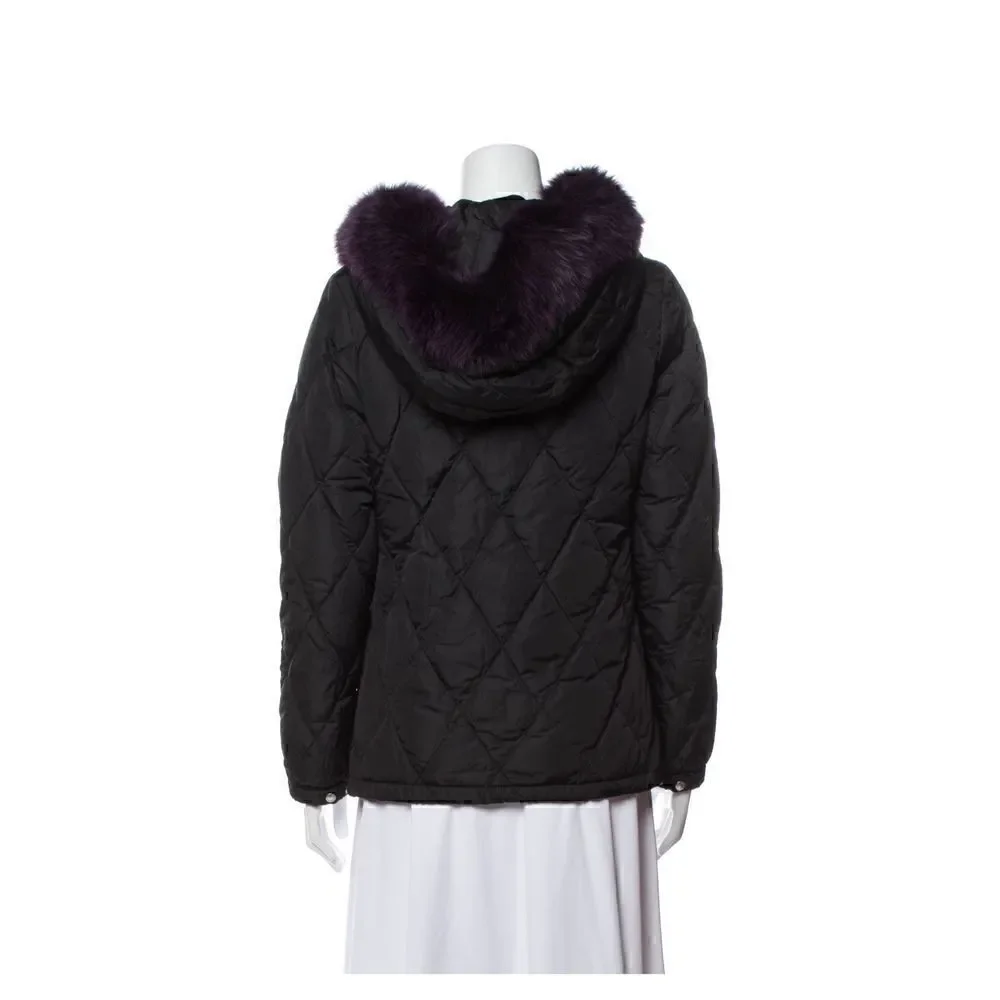 Prada fur trimmed hoodie down jacket size S